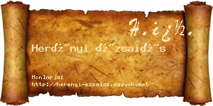 Herényi Ézsaiás névjegykártya